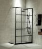 Διαχωριστικό Ντουσιέρας 120 εκ. 200 εκ.  8 χιλ. Decor Black Matt Clean Glass με Κάθετο Βραχίονα Στήριξης 100 εκ. Devon Iwis Walk-In IW120DC-400 