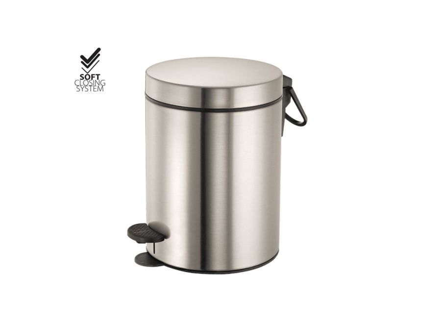 Χαρτοδοχείο 5lt  Χρώμα Brushed Nickel Soft Closιng Sanco Waste Bins 90680-A73