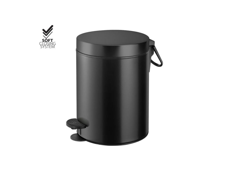 Χαρτοδοχείο 5lt  Χρώμα Black Mat Soft Closιng Sanco Waste Bins 90680-M116