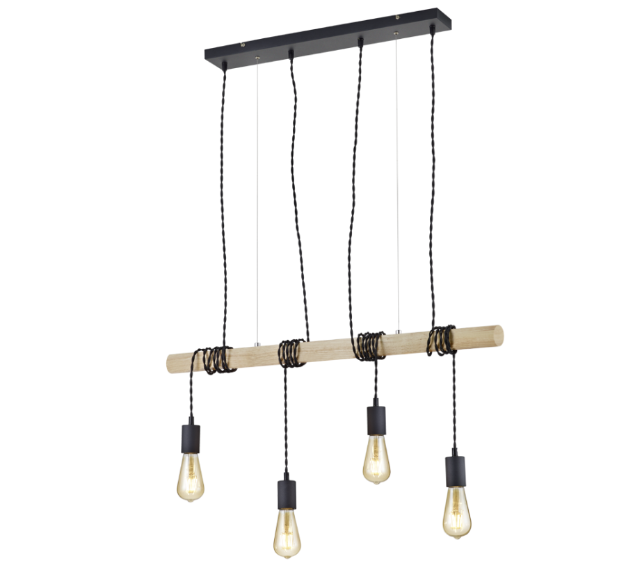 Κρεμαστό Vintage Φωτιστικό Ράγα Τετράφωτη 85xH150cm 4xE27 Trio Lighting Brody R30244032