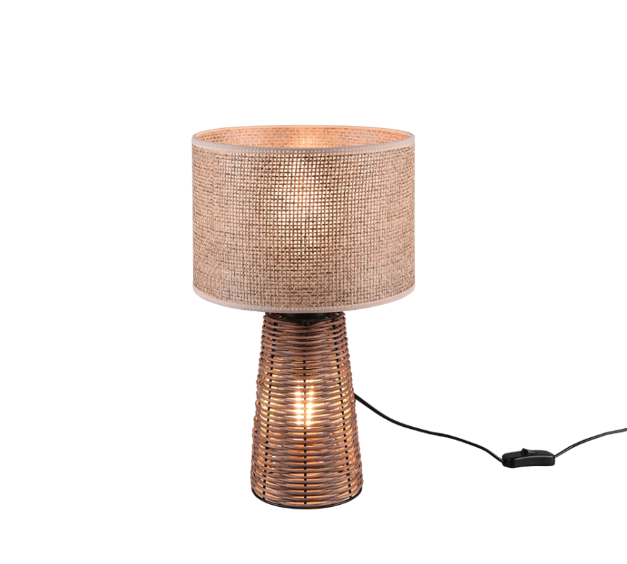 Straw Πορτατίφ με Μπεζ Καπέλο και Καφέ Βάση Trio Lighting R50972026