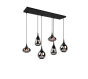 Φωτιστικό Κρεμαστό L93xH300cm Εξάφωτο 6xE14 Μελί Black Mat Trio Lighting Lumina 317000632