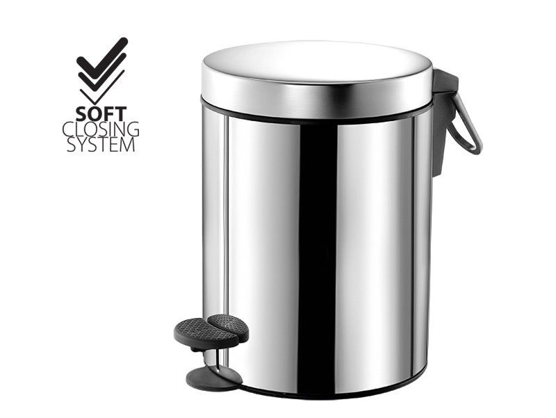 Χαρτοδοχείο 5lt Inox Χρωμέ soft closιng system Sanco Waste Bins 90680-A90  