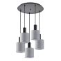 SE21-BL-4-5BL-SH2 ADEPT TUBE Black Pendant Grey Fabric Shade+ HOMELIGHTING 77-8517