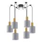 SE21-GM-4-BL6-SH2 ADEPT TUBE Gold Matt Pendant Grey Fabric Shade+ HOMELIGHTING 77-8604