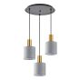 SE21-GM-4-3BL-SH2 ADEPT TUBE Gold Matt Pendant Grey Fabric Shade+ HOMELIGHTING 77-8607