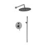 Shower Set Εντοιχισμού Μπαταρία 2 σημείων,Κεφαλή Φ250mm, Βραχίονας, Τηλέφωνο Ντουζ, Σπιράλ, Επιτοίχειο στήριγμα Orabella Terra Gun Metal Light 10312